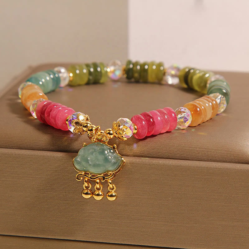 Buddha Stonesカラフルなそろばんビーズ 縁起の良い雲 トルマリン幸運を呼ぶブレスレット - image 2