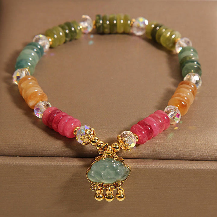 Buddha Stonesカラフルなそろばんビーズ 縁起の良い雲 トルマリン幸運を呼ぶブレスレット - image 4