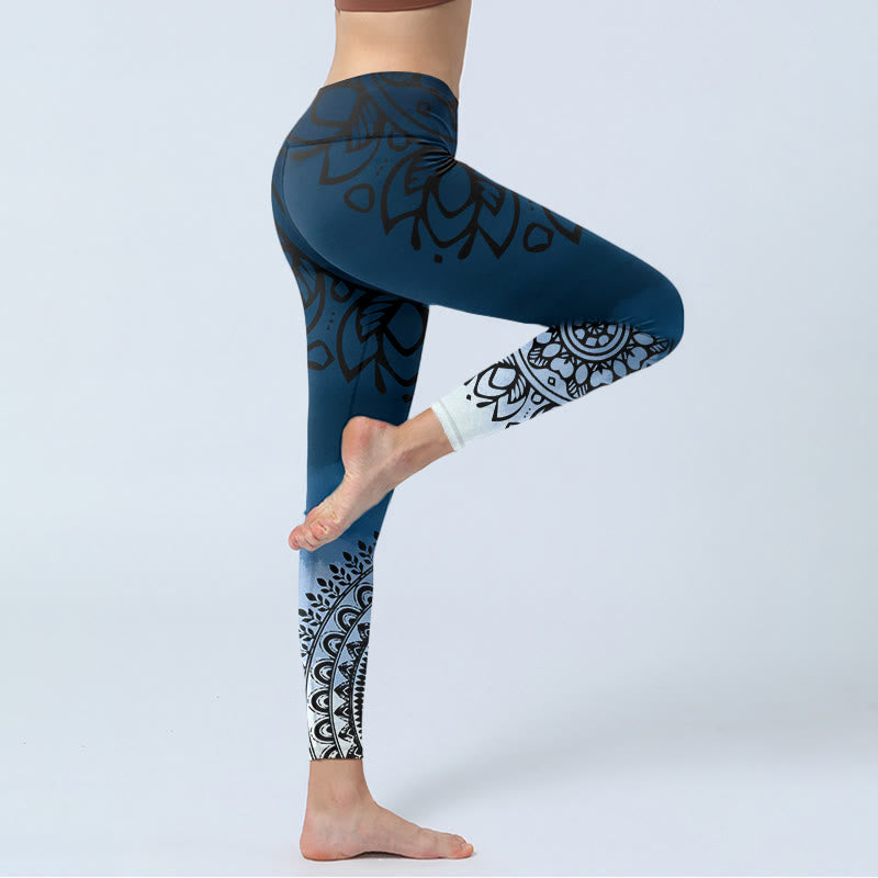 Buddha Stones円形マンダラフラワープリントジムレギンスレディースヨガパンツ - image 4