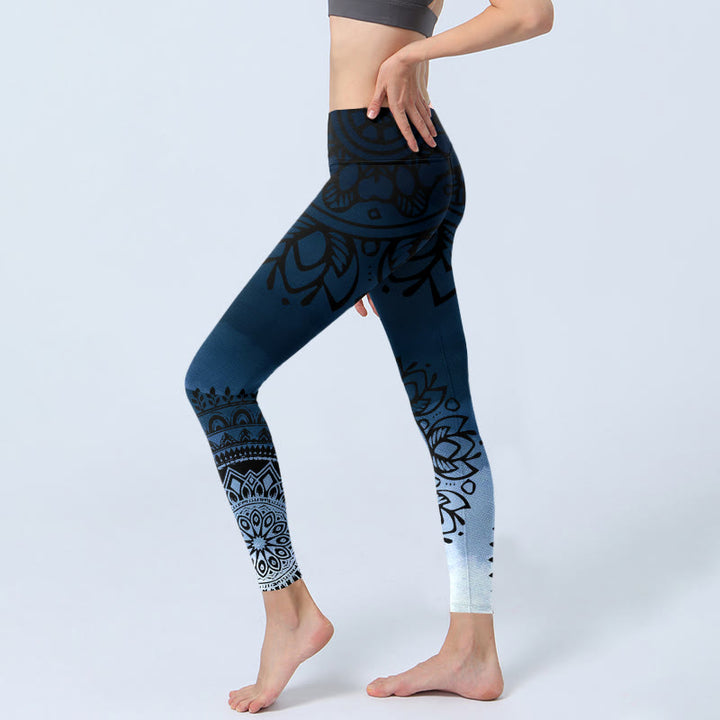 Buddha Stones円形マンダラフラワープリントジムレギンスレディースヨガパンツ - image 3