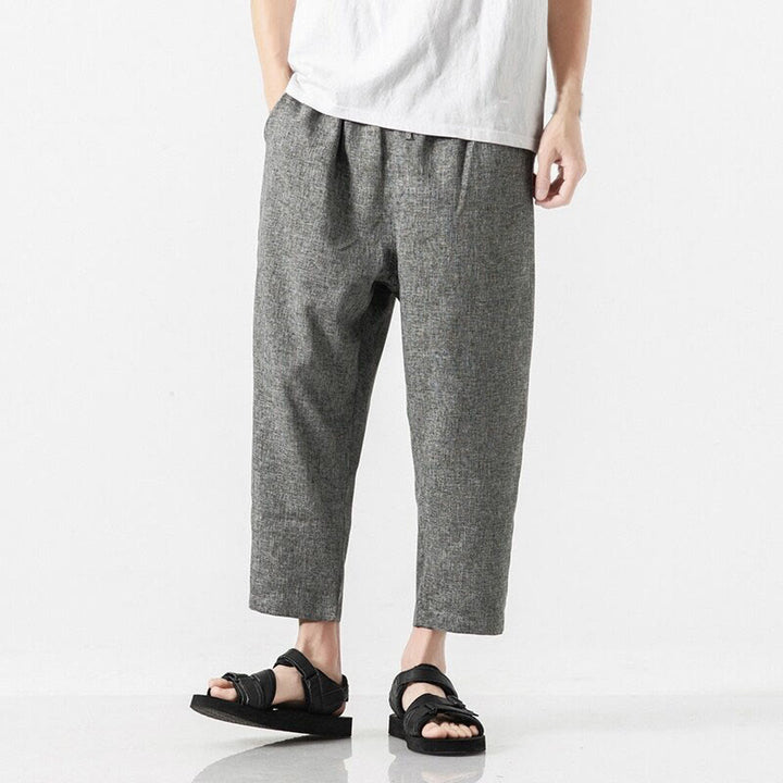 Buddha Stonesサマープレーン メンズ 7-8丈 コットンリネンパンツ ポケット付き - ダークグレー - US/UK/AU46、 EU56 (5XL) - image 18