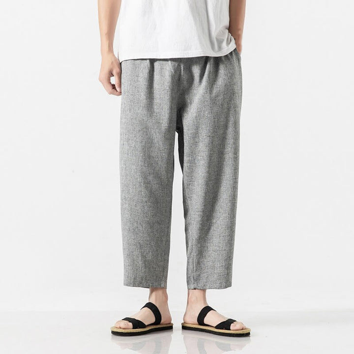 Buddha Stonesサマープレーン メンズ 7-8丈 コットンリネンパンツ ポケット付き - ライトグレー - US/UK/AU46、 EU56 (5XL) - image 25