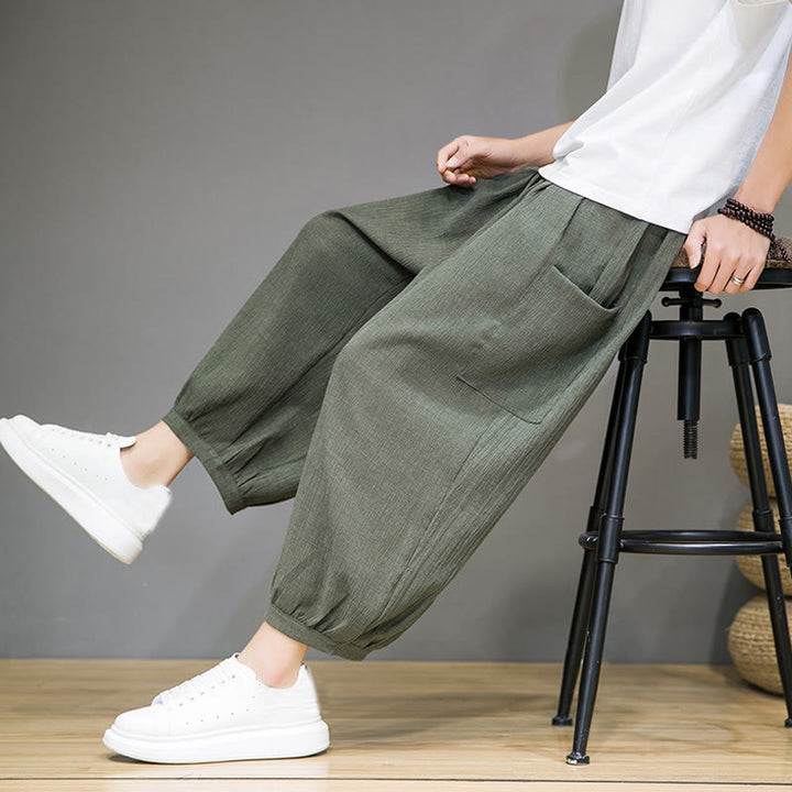 Buddha Stonesカジュアル 7-8丈 クロップド メンズ ハーレムパンツ サイドポケット付き - image 9