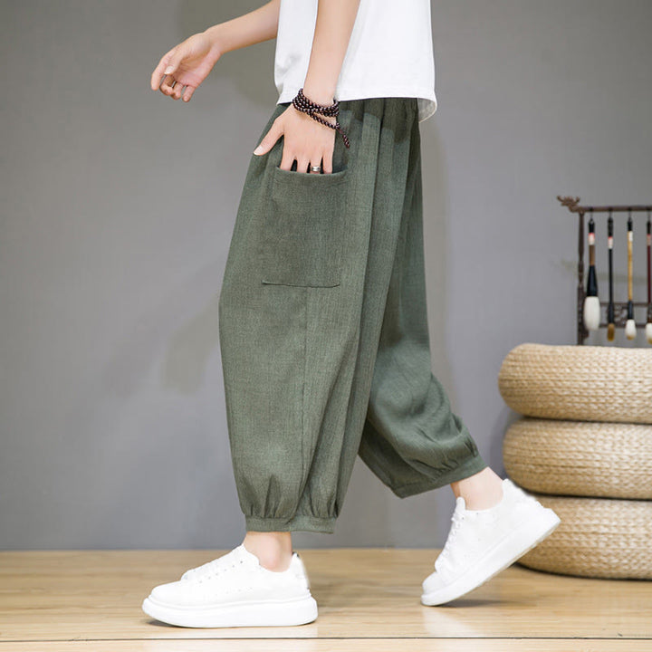 Buddha Stonesカジュアル 7-8丈 クロップド メンズ ハーレムパンツ サイドポケット付き - image 6