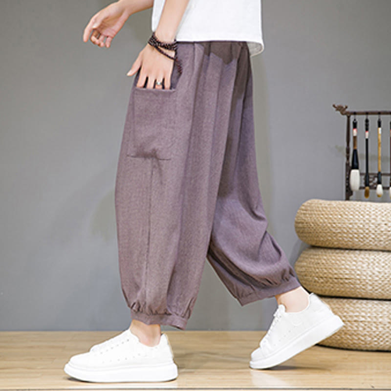 Buddha Stonesカジュアル 7-8丈 クロップド メンズ ハーレムパンツ サイドポケット付き - ロージーブラウン - US/UK/AU46、 EU56 (5XL) - image 28