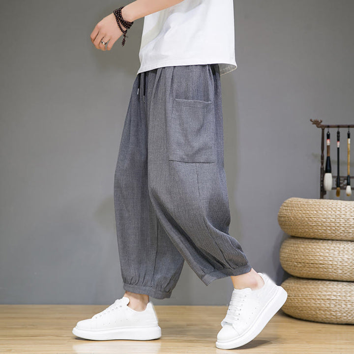 Buddha Stonesカジュアル 7-8丈 クロップド メンズ ハーレムパンツ サイドポケット付き - ダークグレー - US/UK/AU46、 EU56 (5XL) - image 18