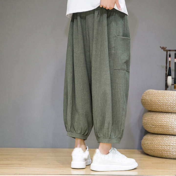 Buddha Stonesカジュアル 7-8丈 クロップド メンズ ハーレムパンツ サイドポケット付き - image 4