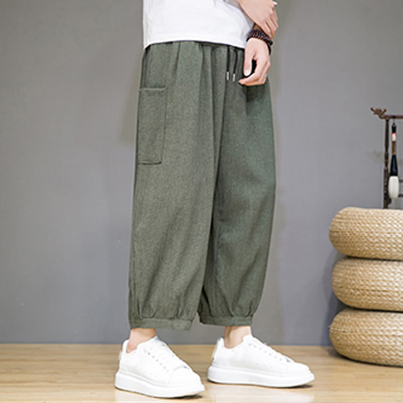 Buddha Stonesカジュアル 7-8丈 クロップド メンズ ハーレムパンツ サイドポケット付き - image 3