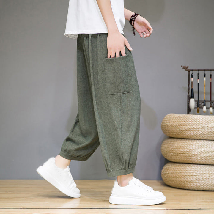 Buddha Stonesカジュアル 7-8丈 クロップド メンズ ハーレムパンツ サイドポケット付き - image 8