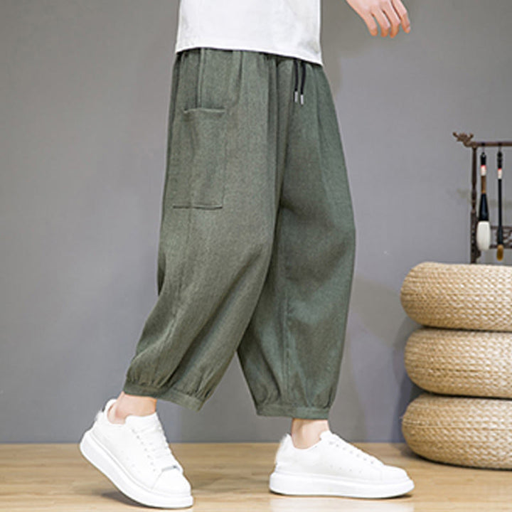 Buddha Stonesカジュアル 7-8丈 クロップド メンズ ハーレムパンツ サイドポケット付き - image 4
