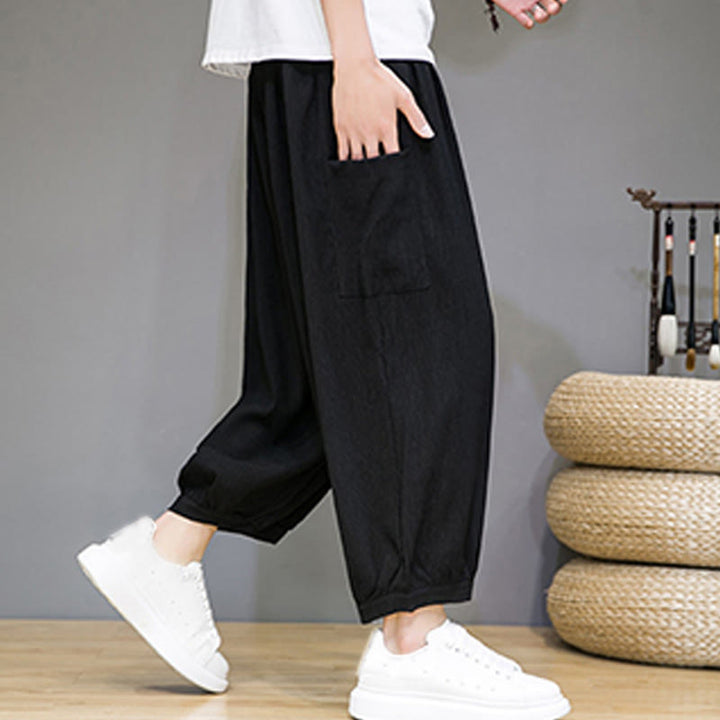 Buddha Stonesカジュアル 7-8丈 クロップド メンズ ハーレムパンツ サイドポケット付き - image 15