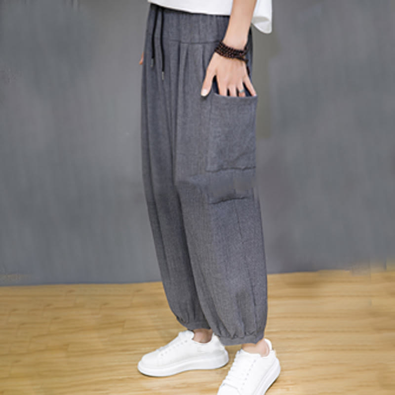 Buddha Stonesカジュアル 7-8丈 クロップド メンズ ハーレムパンツ サイドポケット付き - image 25