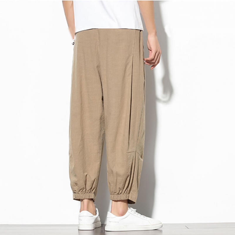Buddha Stones夏 メンズ 7-8丈 コットンリネン キャロットパンツ ポケット付き - image 7