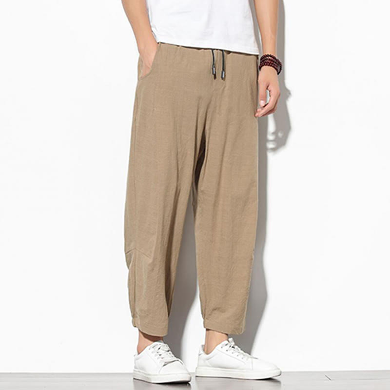Buddha Stones夏 メンズ 7-8丈 コットンリネン キャロットパンツ ポケット付き - image 11