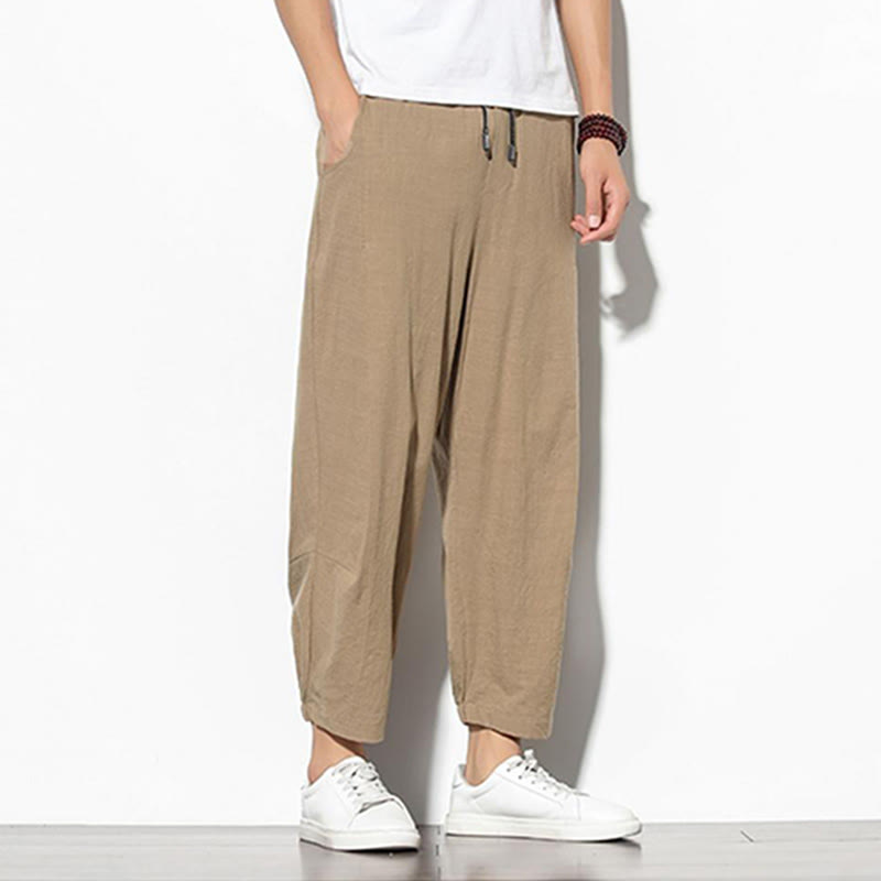 Buddha Stones夏 メンズ 7-8丈 コットンリネン キャロットパンツ ポケット付き - image 7