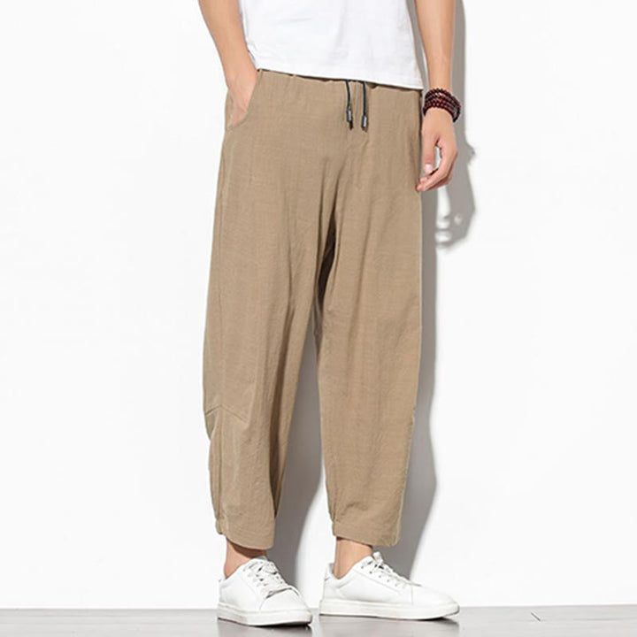 Buddha Stones夏 メンズ 7-8丈 コットンリネン キャロットパンツ ポケット付き - image 10