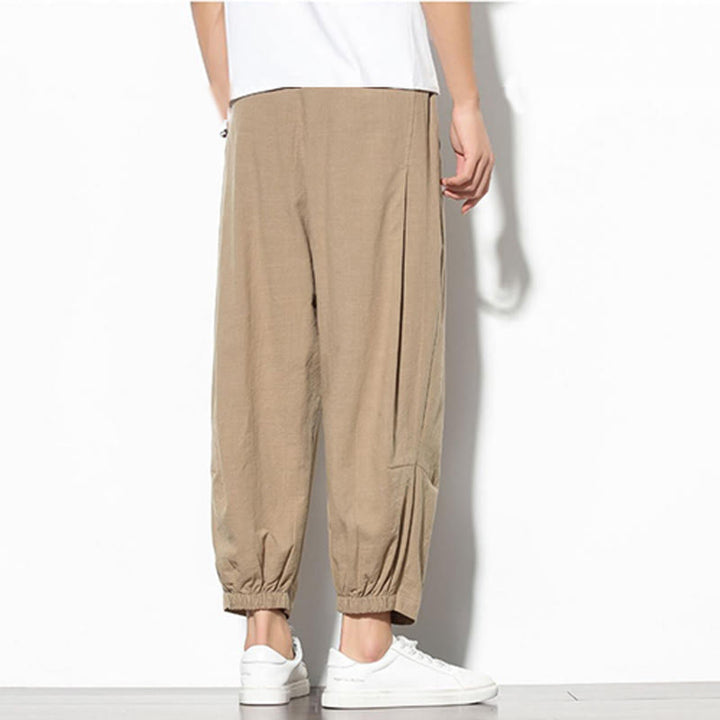 Buddha Stones夏 メンズ 7-8丈 コットンリネン キャロットパンツ ポケット付き - image 6