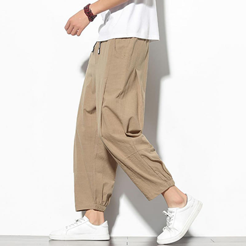 Buddha Stones夏 メンズ 7-8丈 コットンリネン キャロットパンツ ポケット付き - image 9
