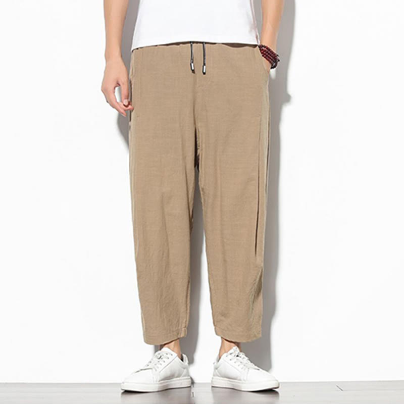 Buddha Stones夏 メンズ 7-8丈 コットンリネン キャロットパンツ ポケット付き - image 12