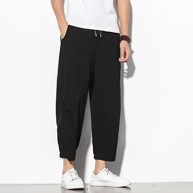 Buddha Stones夏 メンズ 7-8丈 コットンリネン キャロットパンツ ポケット付き - image 19