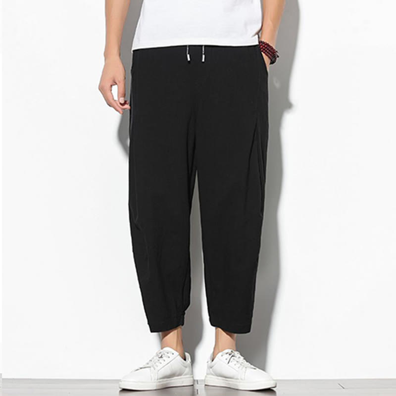 Buddha Stones夏 メンズ 7-8丈 コットンリネン キャロットパンツ ポケット付き - image 16