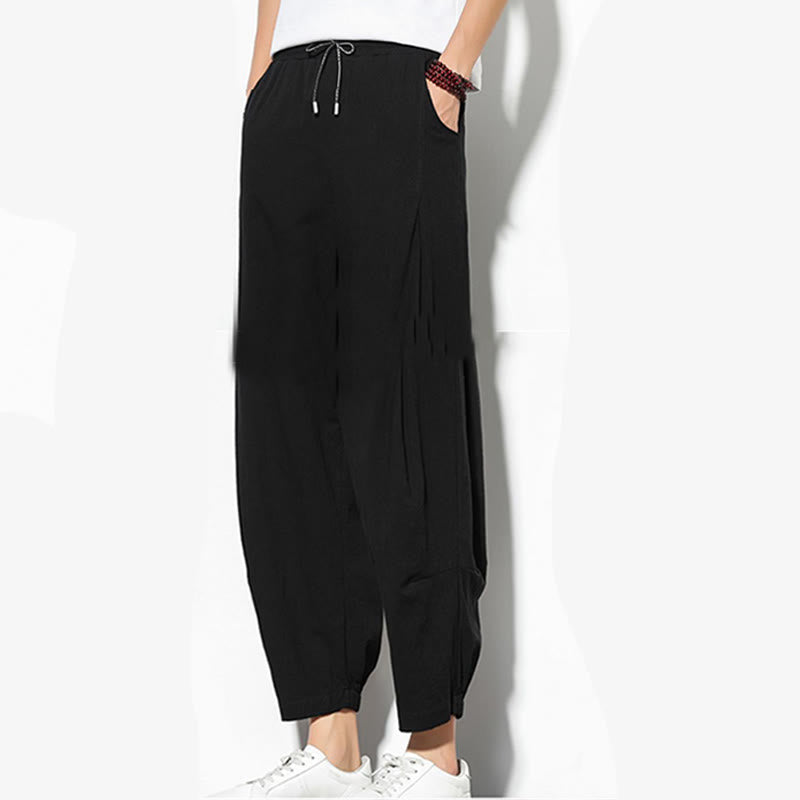 Buddha Stones夏 メンズ 7-8丈 コットンリネン キャロットパンツ ポケット付き - image 22