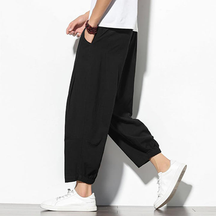 Buddha Stones夏 メンズ 7-8丈 コットンリネン キャロットパンツ ポケット付き - image 15
