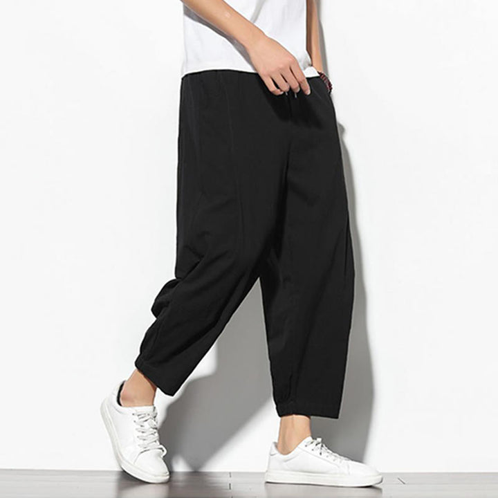 Buddha Stones夏 メンズ 7-8丈 コットンリネン キャロットパンツ ポケット付き - image 18