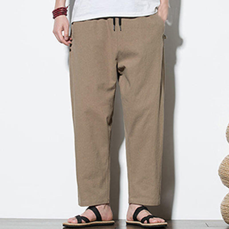 Buddha Stonesサマー サイドフロッグボタンデザイン メンズ コットンリネン パンツ ポケット付き - image 15