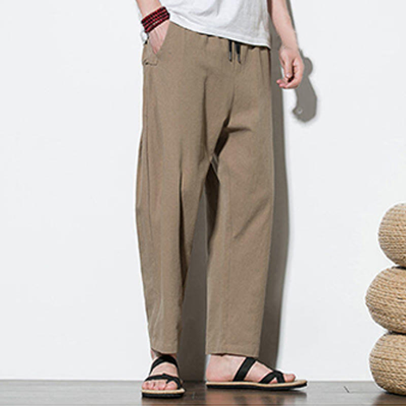 Buddha Stonesサマー サイドフロッグボタンデザイン メンズ コットンリネン パンツ ポケット付き - image 11