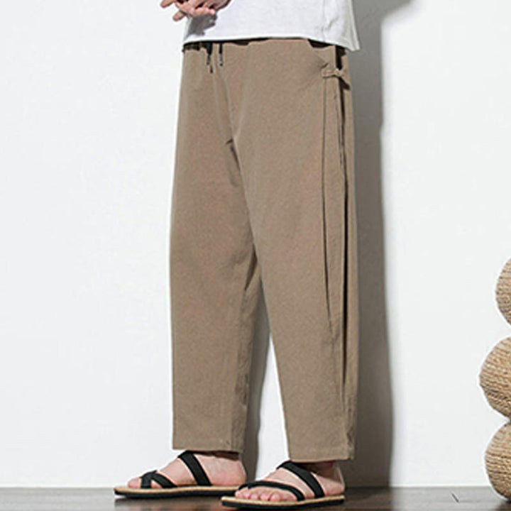 Buddha Stonesサマー サイドフロッグボタンデザイン メンズ コットンリネン パンツ ポケット付き - image 14