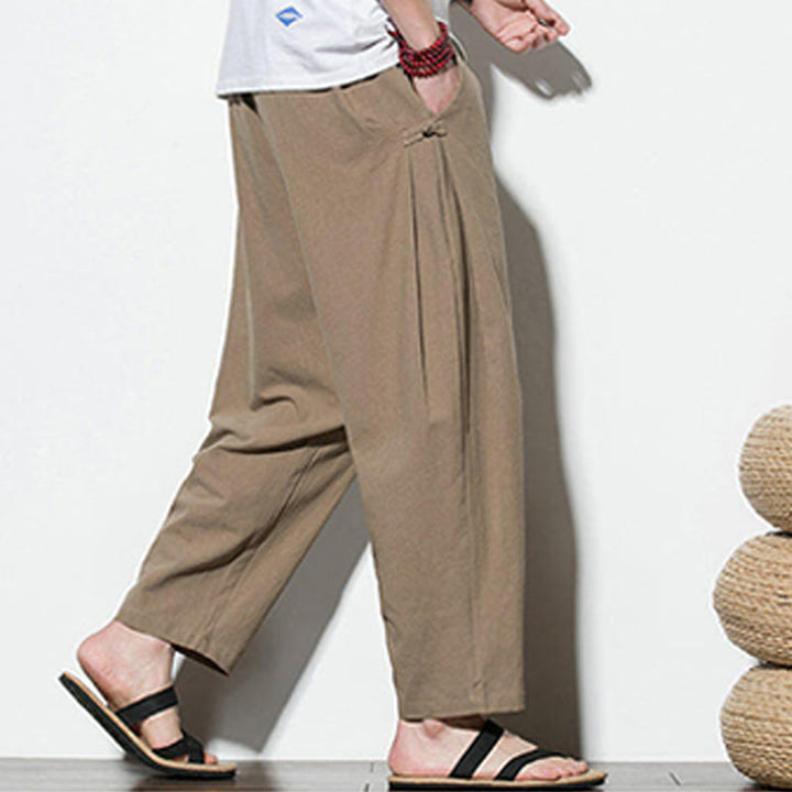 Buddha Stonesサマー サイドフロッグボタンデザイン メンズ コットンリネン パンツ ポケット付き - image 13