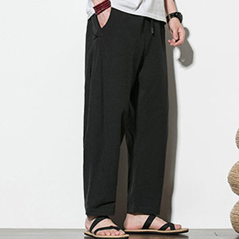 Buddha Stonesサマー サイドフロッグボタンデザイン メンズ コットンリネン パンツ ポケット付き - image 19