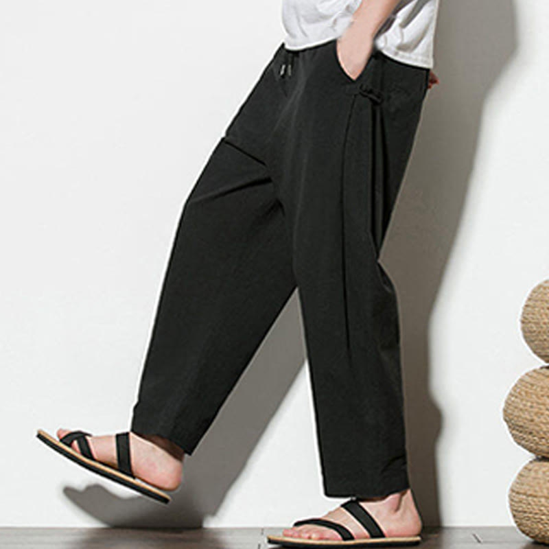 Buddha Stonesサマー サイドフロッグボタンデザイン メンズ コットンリネン パンツ ポケット付き - image 24