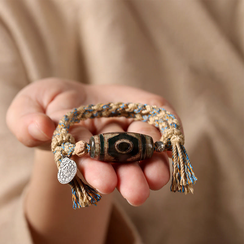 Buddha Stones手作り チベット Dzi ビーズ 富の守護 編み紐 ブレスレット - image 5