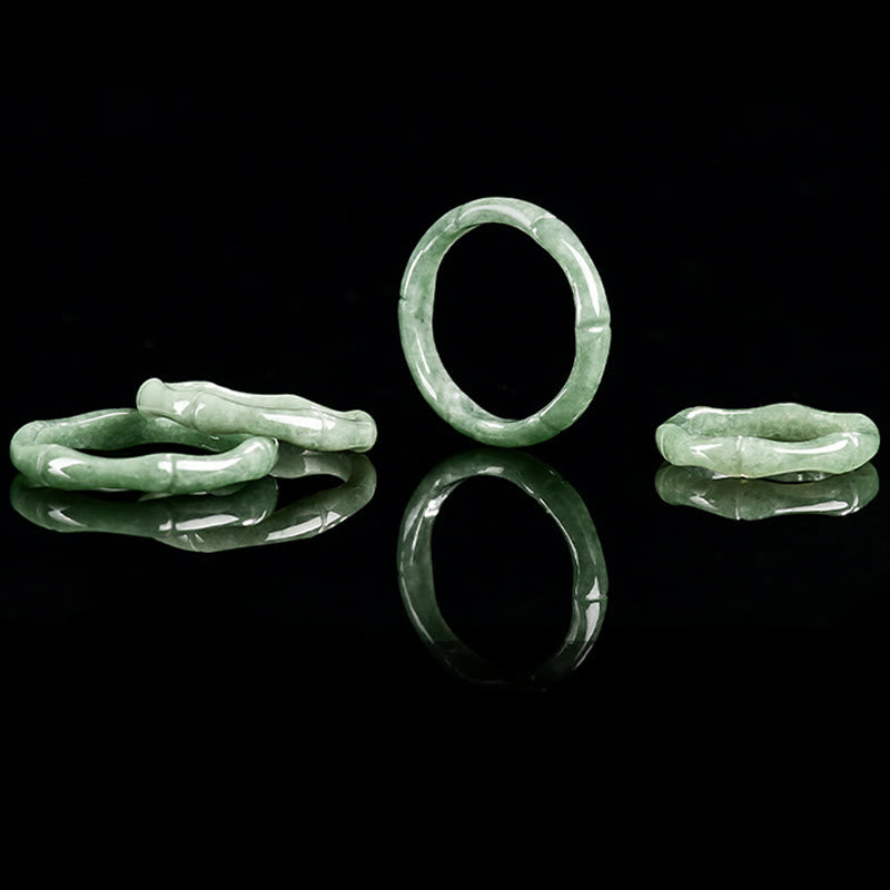 Buddha Stones天然竹デザイン翡翠の豊穣の指輪 - image 10