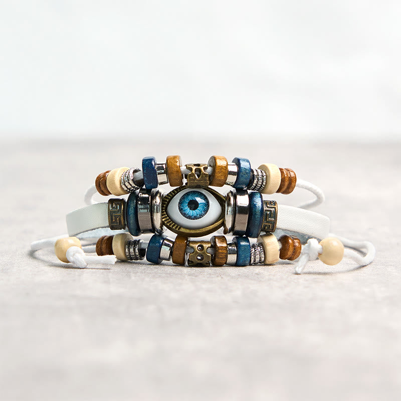 Buddha Stonesチベット邪眼レザー調節可能守護ブレスレット