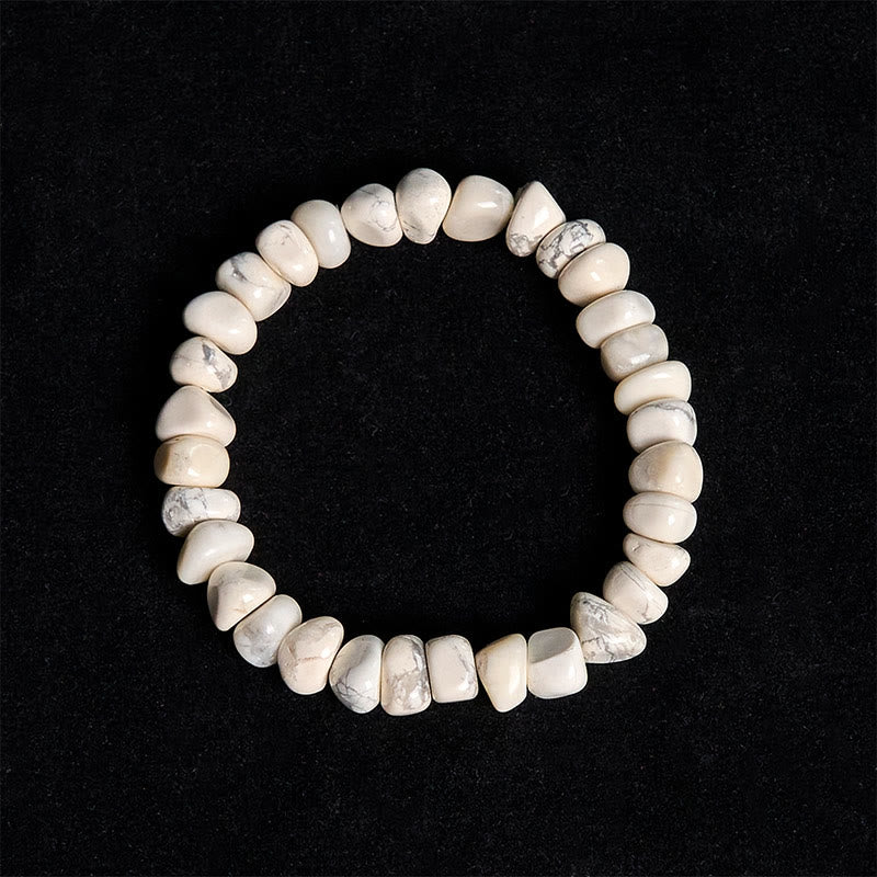 Buddha Stonesホワイトターコイズ 不規則ブロック 勇気ブレスレット