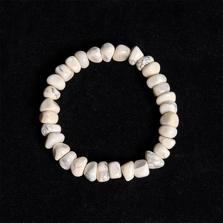 Buddha Stonesホワイトターコイズ 不規則ブロック 勇気ブレスレット