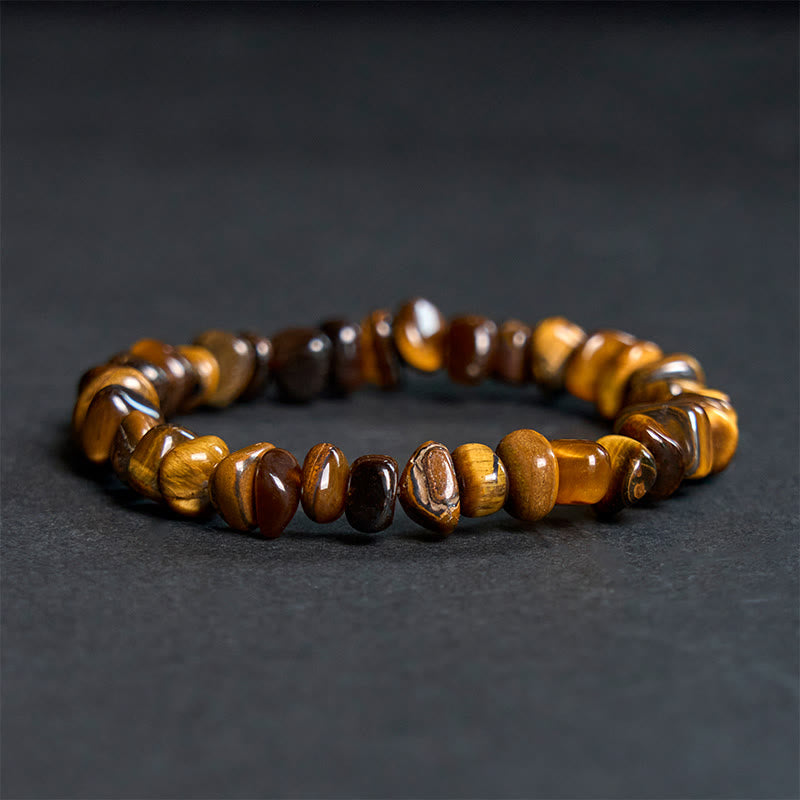 Buddha Stonesタイガーアイ不規則ブロック勇気ブレスレット