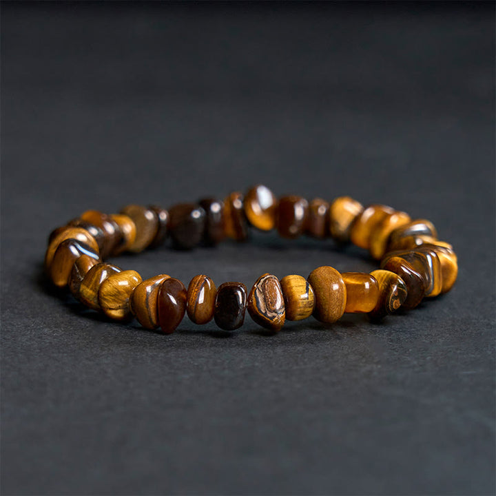 Buddha Stonesタイガーアイ不規則ブロック勇気ブレスレット