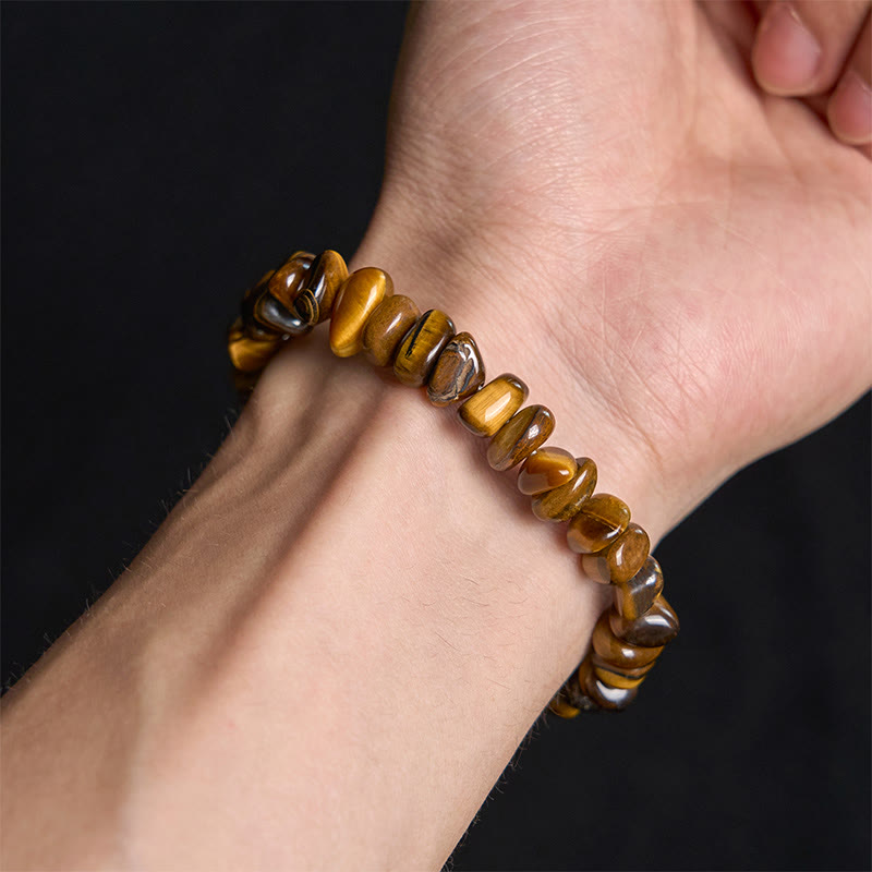 Buddha Stonesタイガーアイ不規則ブロック勇気ブレスレット