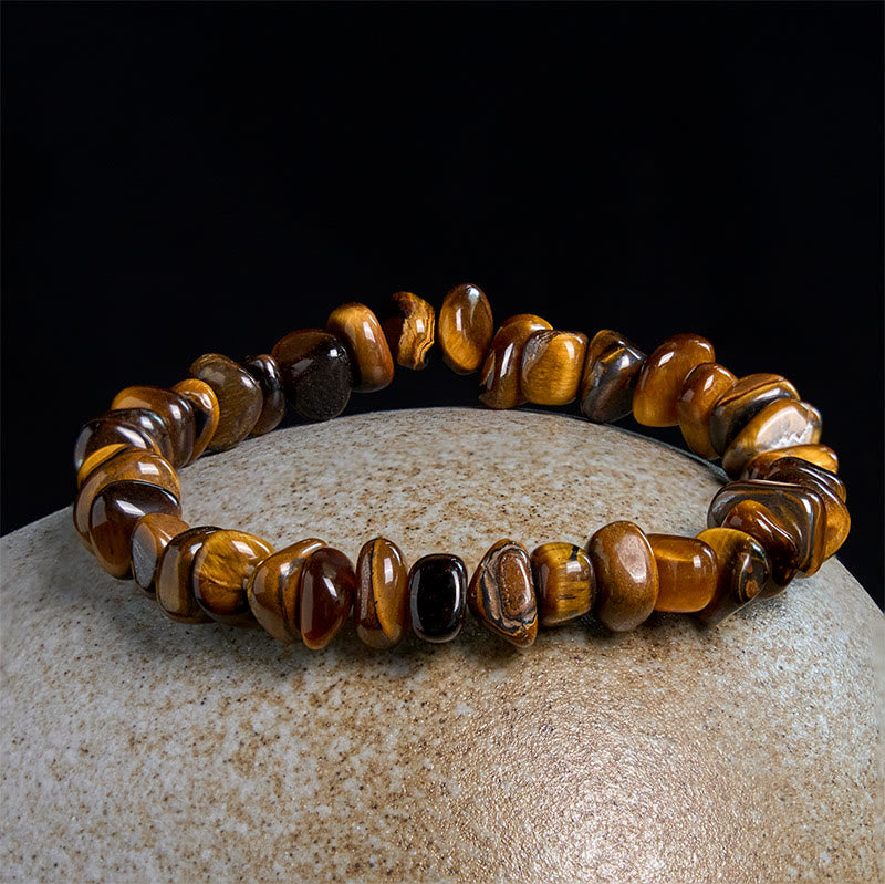 Buddha Stonesタイガーアイ不規則ブロック勇気ブレスレット