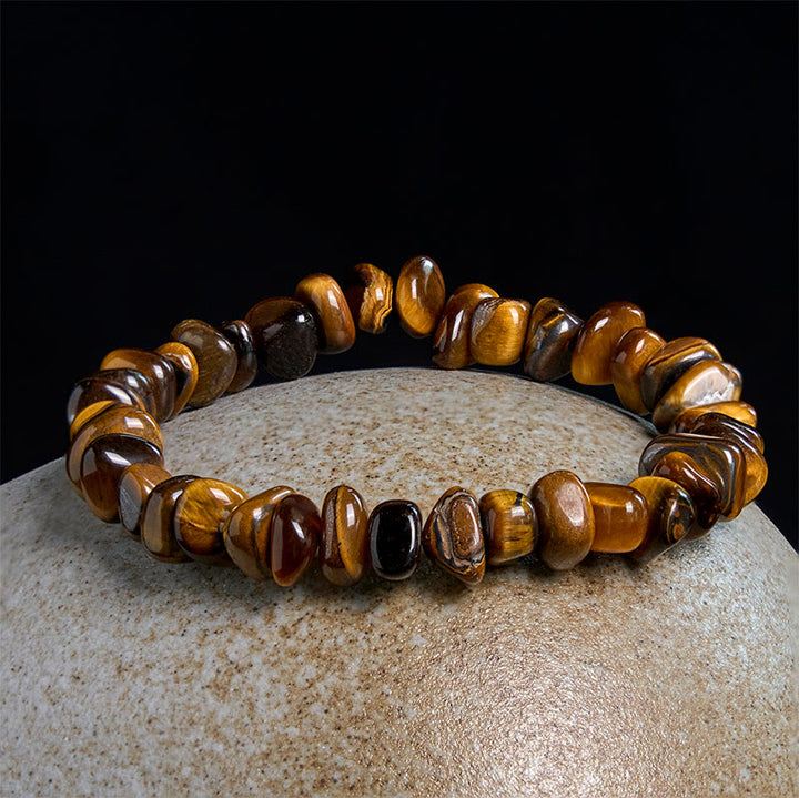 Buddha Stonesタイガーアイ不規則ブロック勇気ブレスレット