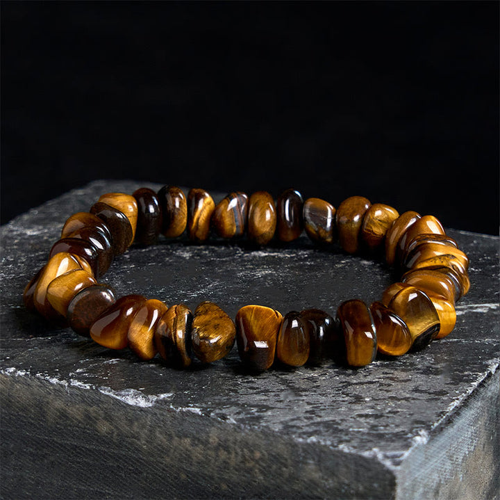 Buddha Stonesタイガーアイ不規則ブロック勇気ブレスレット