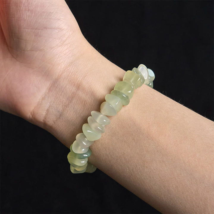 Buddha Stones天然ペリドット 不規則ブロック 平和ブレスレット