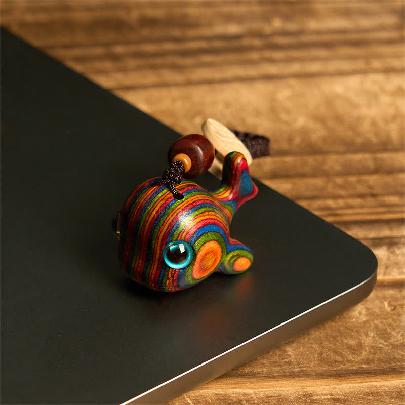 Buddha Stonesレインボーユーカリ イルカ 彫刻 ポジティブキーホルダー 携帯電話吊り下げ装飾 - image 3