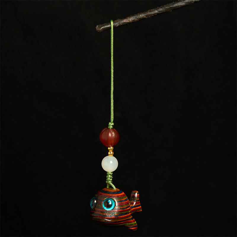 Buddha Stonesレインボーユーカリ イルカ 彫刻 ポジティブキーホルダー 携帯電話吊り下げ装飾 - image 10