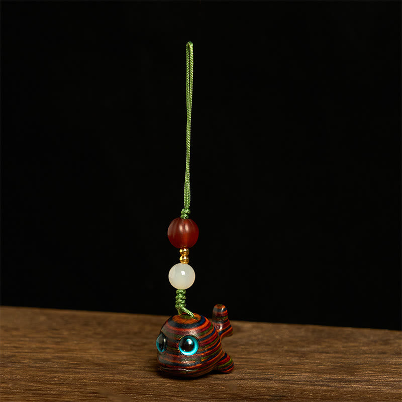 Buddha Stonesレインボーユーカリ イルカ 彫刻 ポジティブキーホルダー 携帯電話吊り下げ装飾 - 電話用吊り下げ装飾 - image 10