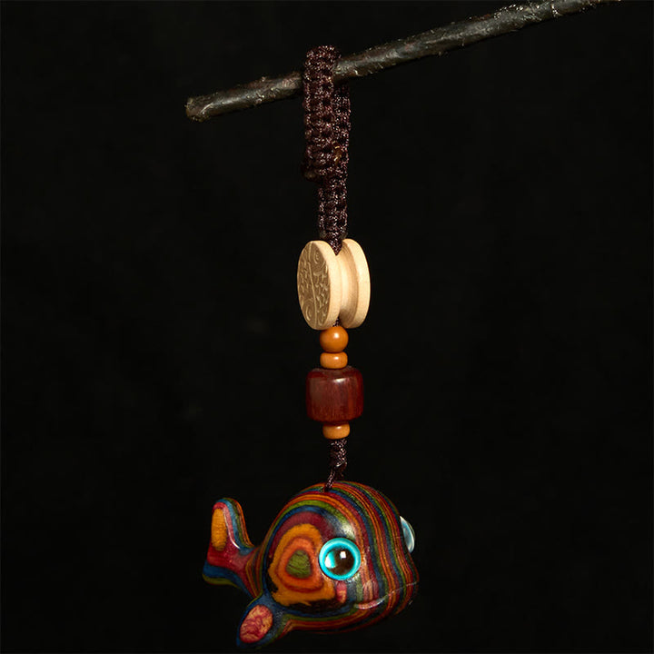 Buddha Stonesレインボーユーカリ イルカ 彫刻 ポジティブキーホルダー 携帯電話吊り下げ装飾 - image 2
